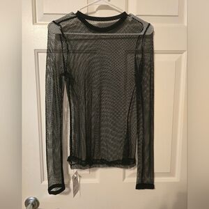 Black Mesh Long Sleeve Top